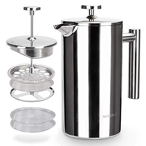 Secura French Press Coffee Maker, 304 Grade Stainless Steel Insulated ...
