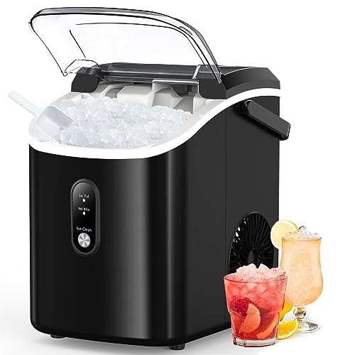 Kndko Nugget Ice Maker Countertop,34lbs/Day,Portable Crushed Ice Machine,Self Cleaning with ...