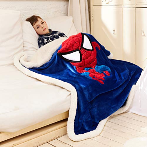 COSUSKET Kids Spiderman Throw Blanket, Signed Jointly 3D Cartoon Embroidery ...