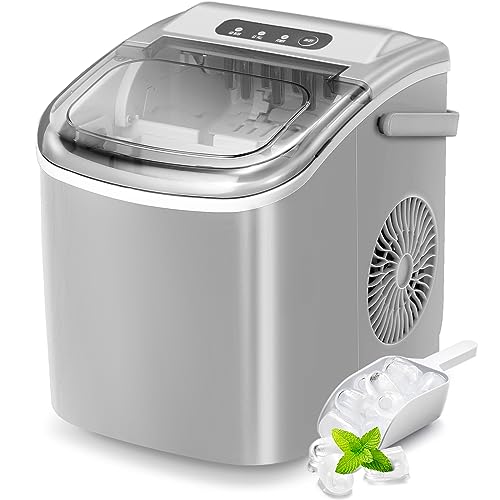 Portable Countertop Ice Maker Machine with Handle, 9 Bullet-Shaped Ice ...