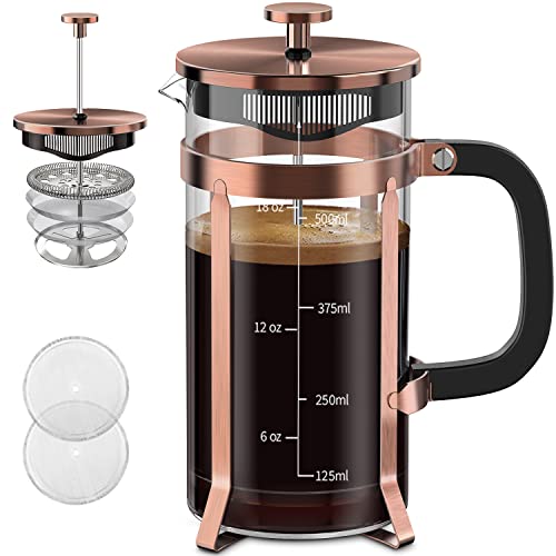 QUQIYSO Coffee Maker 304 Stainless Steel French Press with 4 ...