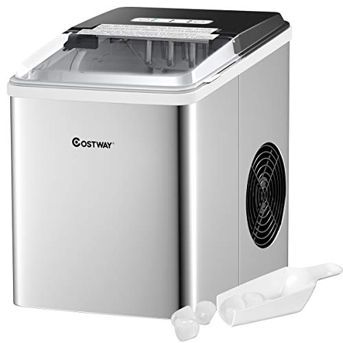 COSTWAY Countertop Ice Maker, Self-Cleaning Function, Ice Cubes Ready in ...