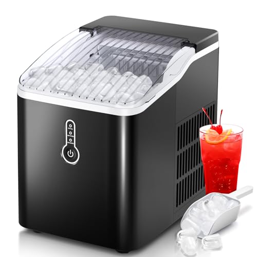 Ice Makers Countertop with Self-Cleaning, 26.5Lbs/24Hrs, 9 Cubes Ice Ready ...