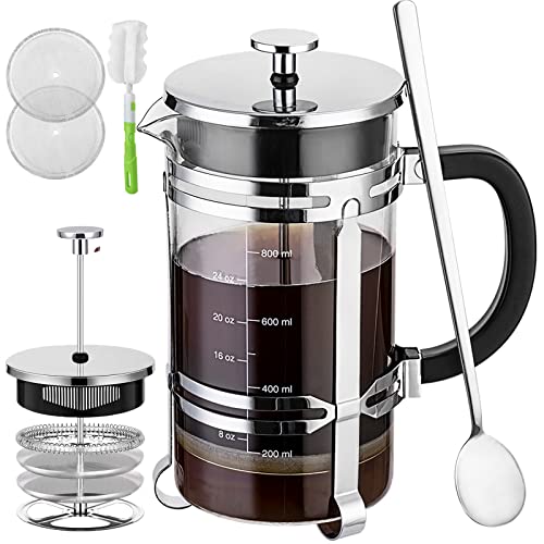 French Press Coffee Maker (34 oz) with 4 Filters - ...