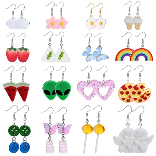 Ubjuliwa 20 Pairs Cute Earrings Aesthetic Weird Earrings Set Lesbian ...
