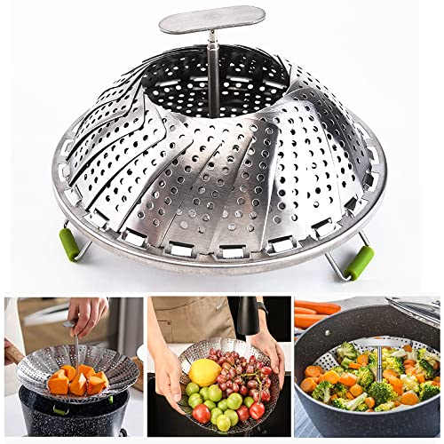 Vegetable Steamer Basket for Cooking Food Veggie Broccoli Meat Steamer Pot Cooker Expandable Steel Steamer (5.5