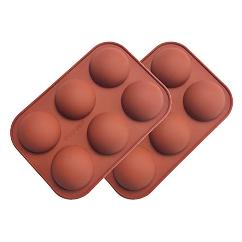 6-Cavity Semi Sphere Silicone Mold for Making Hot Chocolate Bomb, ...
