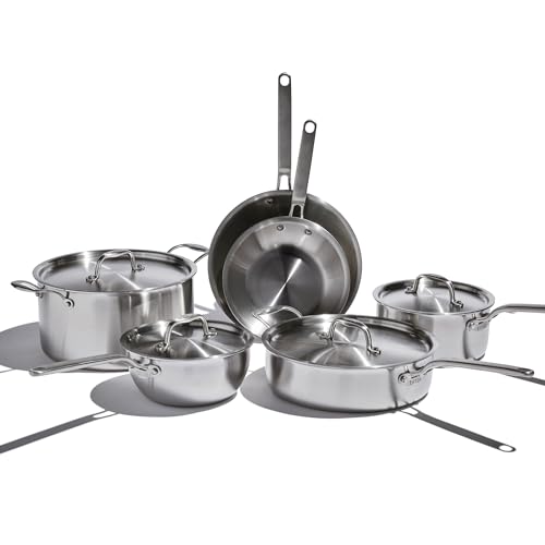 Heritage Steel Eater Series 10 Piece Cookware Set | Made in USA | 5 Ply Fully Clad Stainless Steel Cookware Set | Stay Cool Handle | Induction Ready & Non-Toxic
