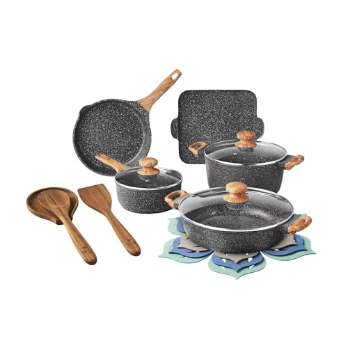 Pioneers Womans Pots and Pans Set Non stick, 14-Piece Cast ...