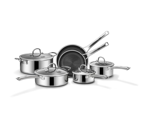 SNOWCLAD Pots and Pans Set Non Stick, 10 Pcs Hybrid ...