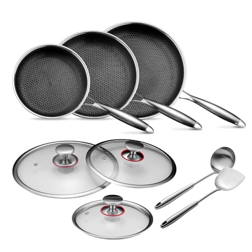 Lazycorner Pots and Pans Set Non Stick,Stainless Frying Pans Skillet ...