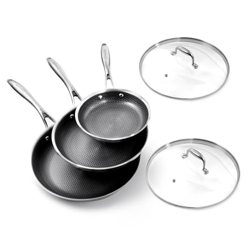 DELUXE Hybrid Ceramic Nonstick 5-Piece Fry Pan Set,8,10,12 Inch Frying ...