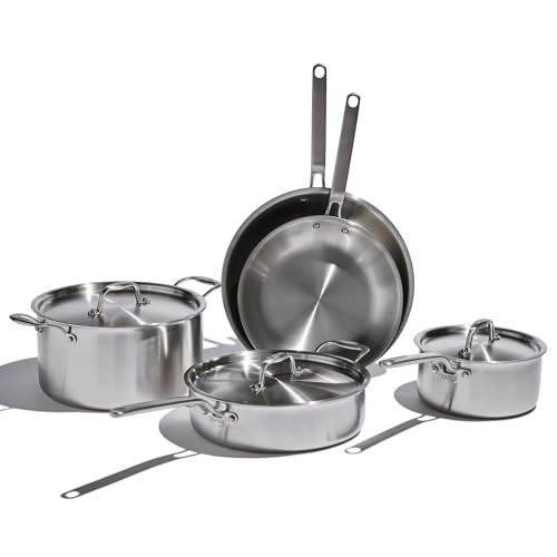 Heritage Steel Eater Series 8 Piece Core Set | Made in USA | 5 Ply Fully Clad Stainless Steel Cookware Set | Stay Cool Handle | Induction Ready & Non-Toxic