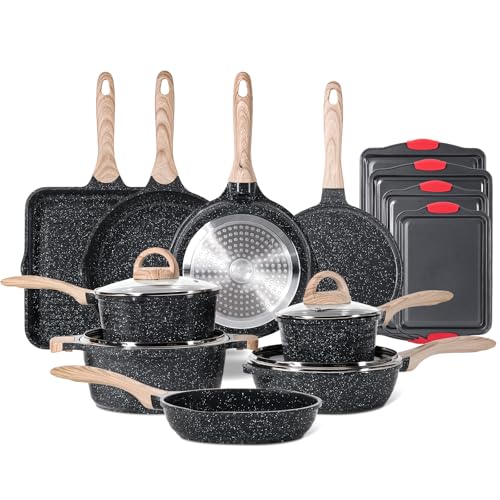 JEETEE Familie Topfsets Pfannenset 28-Teilig, Antihaft-Keramik Topf und Pfannenset Mit ...