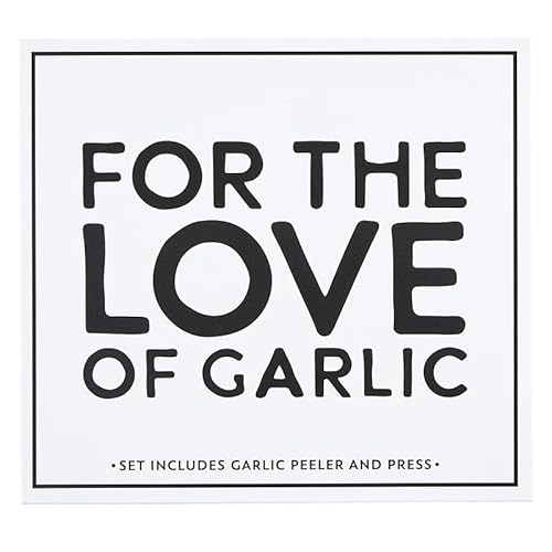 Santa Barbara Design Studio Gift Set Kitchen Essentials Tool Kit Black and White Cardboard Book Gifts, 3-Pieces, Love Garlic