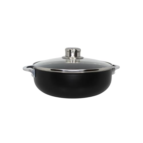 IMUSA 3.2Qt Bistro Ceramic Nonstick Caldero/Dutch Oven with Glass Lid, Black