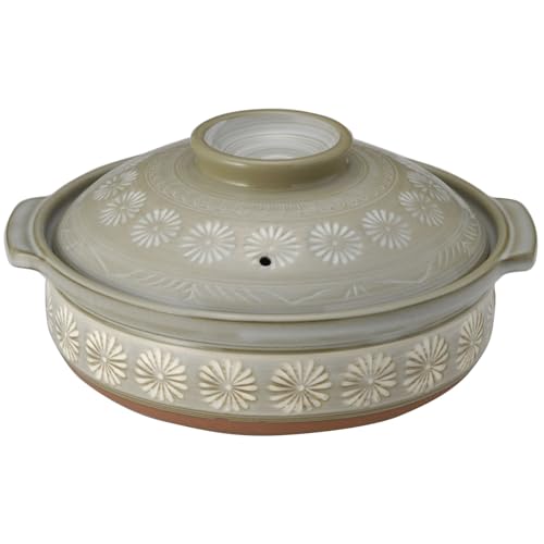 Banko Ware 52013 Ginpo Hanamishima Earthenware Pot (Deep Pot), No. 9, For 4-5 People