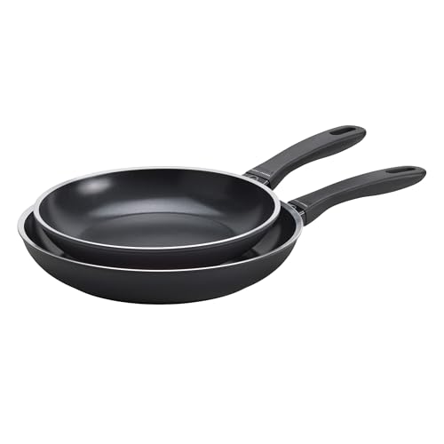 HENCKELS x EMERIL Lagasse Nola 2-pc Nonstick Frying Pan Set, 9.5-inch and 11-inch Frying Pan, Heavy-Gauge Aluminum for Fast, Even Heat Cooking, Made in Italy, Black