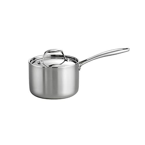 Tramontina Signature Tri-Ply Clad Stainless Steel 2-Quart Sauce Pan with Lid, Induction-Ready, Dishwasher-Safe, NSF-Certified, Made in Brazil