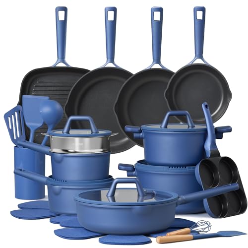 CAROTE 31PCS Pots and Pans Set, Nonstick Cookware Set Kitchen Non Stick Induction Titanium Cookware Non-toxic Granite Cooking set, PFOA Free