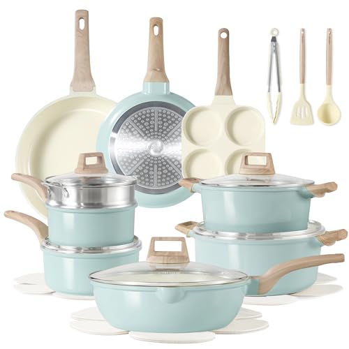 CAROTE Set da 21 pentole e padelle antiaderenti, set di pentole a induzione da cucina con padelle e pentole
