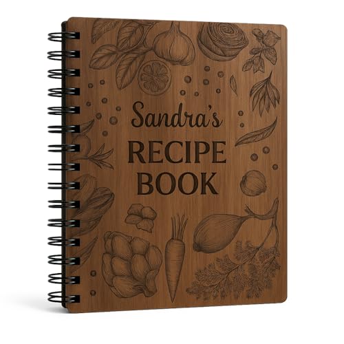 Blank Recipe Book To Write In Your Own Recipes Wooden Cover Custom Cookbook Gift For Mom Mothers Day Personal Recipe Journal Notebook Memory Keeper Binder Organizer Kitchen Gift Idea For Her