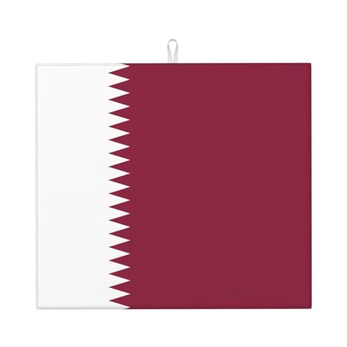 Large Qatar flag printed absorbent mat 18 inches x 16 inches absorbent kitchen countertop mat hangable storage suitable for tableware and cookware