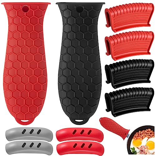 Cast Iron Handle Cover, 10 Packs Silicone Pot Holders, Cast Iron Handle Covers Heat Resistant, Non-Slip Pot Handle Covers, for Frying Cast Iron Skillet Metal Pan
