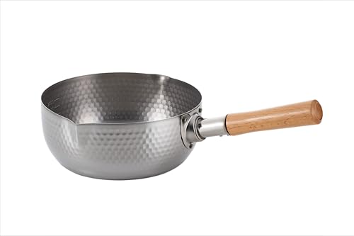 MARUYAMA GIKEN 煌六花 KOURIKKA Yukihira Saucepan 22 cm (8.6 inchi), 3.2 quart KRY-22 Stainless Steel Traditional Japanese Saucepan Wood Handle 【 MADE IN JAPAN 】