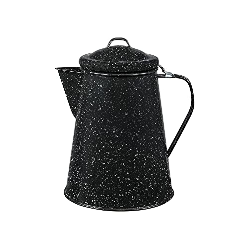 Granite Ware Coffee Boiler, 3-Quart - Stovetop or Campfire Coffee Pot, Durable Enameled Steel for Rapid Heat Absorption, Energy Efficient Design for Outdoor Adventures (Speckled Black)
