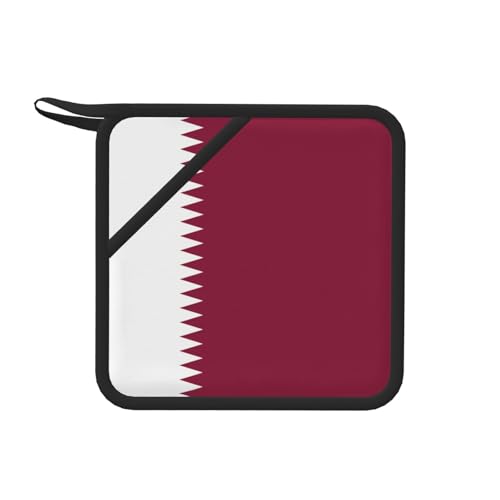 Qatar Flag 1 PC Square Pot mat (7.1 inches) - Insulation mat, Suitable for Kitchen/Dining Table/Barbecue