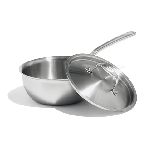 Made In Cookware - 2 Quart Stainless Steel Saucier Pan - 5 Ply Stainless Clad - Professional Cookware - Crafted in Italy - Induction Compatible