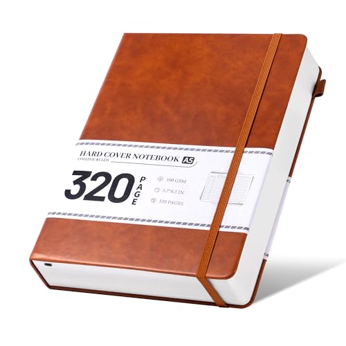 CAGIE Journal Notebook for Men Women- Brown Journaling Notebooks Journals Leather for Writing Work Diary A5 Hardcover Thick