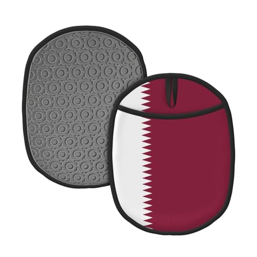 Qatar Flag 2PCS Patterned Silicone Pot mat (1/2 Pack), high Temperature Resistant and Non-Slip, Suitable for Barbecue, Baking, etc.