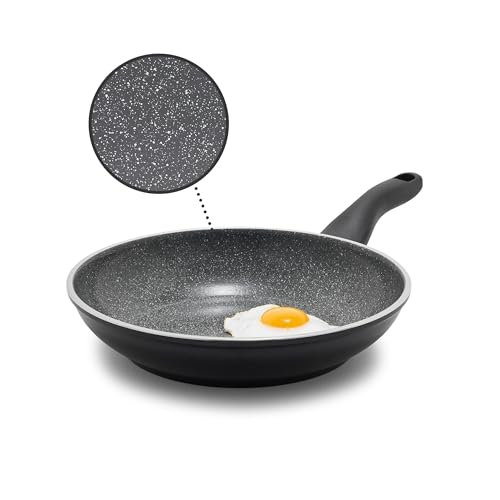 Lumenflon Rigoletto 8” Nonstick Frying Pan Skillet, Made in Italy, Layered Ceramic PFAS-Free Surface, Induction Ready, Dishwasher & Metal Utensil Safe, Granite Finish, Stay-Cool Handle, Black