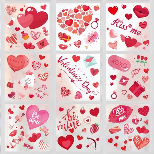 218 Pcs Valentine Window Clings for Glass - Heart Stickers ...
