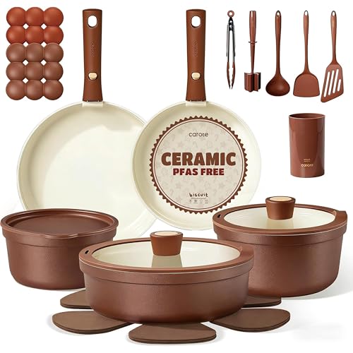 CAROTE 22-Piece Ceramic Cookware Set