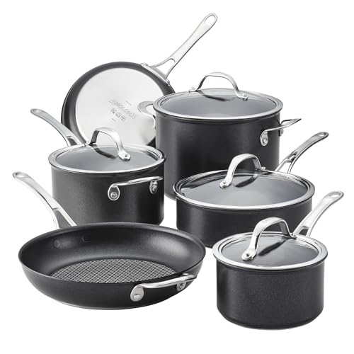 Anolon X Hybrid Nonstick Cookware Induction / Pots and Pans Set, 10 Piece - Dark Gray