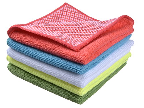 SINLAND Microfiber Dish Cloth Towels with Poly Scour Side Best ...