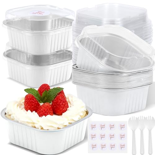 ylnurac 20 Pack 10oz Mini Cake Pans With Lids, Aluminum ...