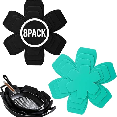 8 Pack Pan Protectors for Stacking, 4 Sizes Heavy Duty Felt Pot and Pan Protectors, Non-Slip Cookware Separators Pads to Prevent Scratching, Pan Stacking Protectors for Skillets, Pots, Bowls