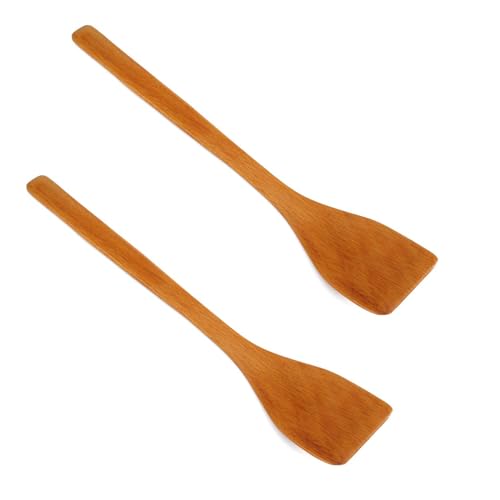2PCS Wooden Spatula for Cooking, 9.7in Small Flat Frying Spatula ...