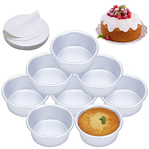 AWTBDP 4 Inch Cake Pan Set of 8, Anodized Aluminum ...
