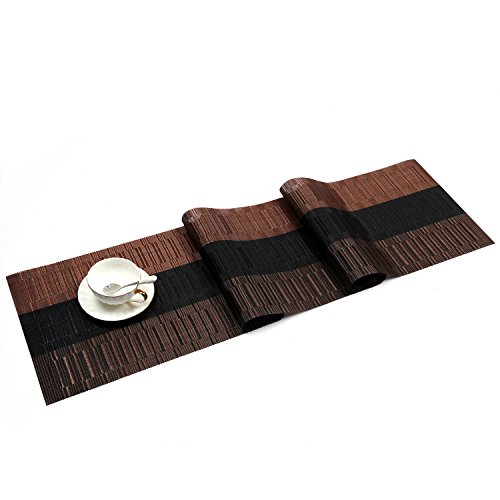 SHACOS Table Runners Woven Vinyl Table Mats 12x71 inch for ...