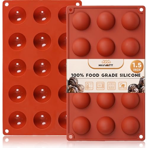 HKNMTT Silicone Semi-Sphere Molds 15 Cavities 2-Pack 1.5