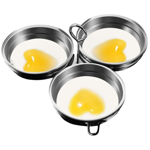 Stainless Steel Egg Poacher, 3-Cup Poached Egg Cooker, Nonstick Poacher ...