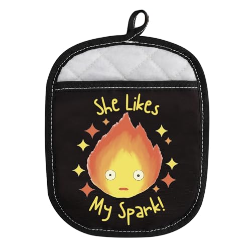 WCGXKO Calcifer Oven Mitt Pot Holder with Pocket Calcifer Gift ...