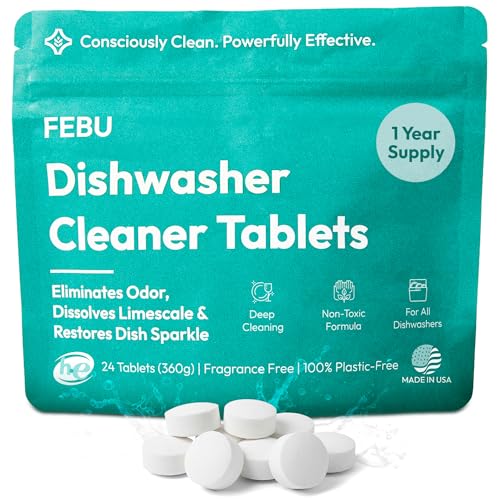 FEBU Dishwasher Cleaner Tablets Made in USA | Natural Dishwasher ...