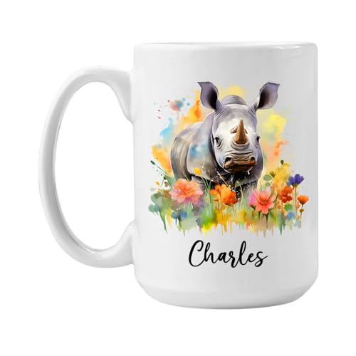 Customized Choose Name Rhino Ceramic Coffee Mug 11oz 15oz, Personalized ...