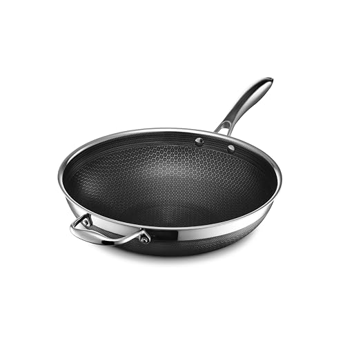 HexClad Hybrid Nonstick 12-Inch Wok, Stay-Cool Handle, Dishwasher-Friendly, Oven-Safe Up ...